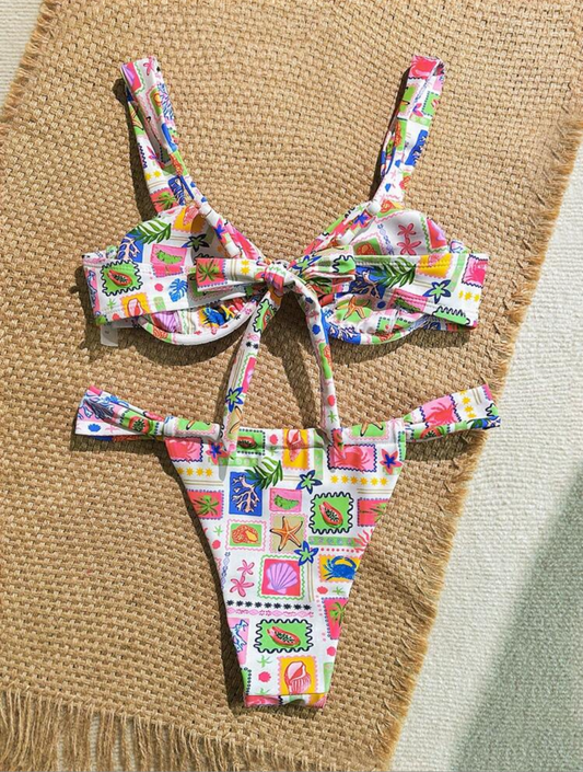 Bikini estampado con aro