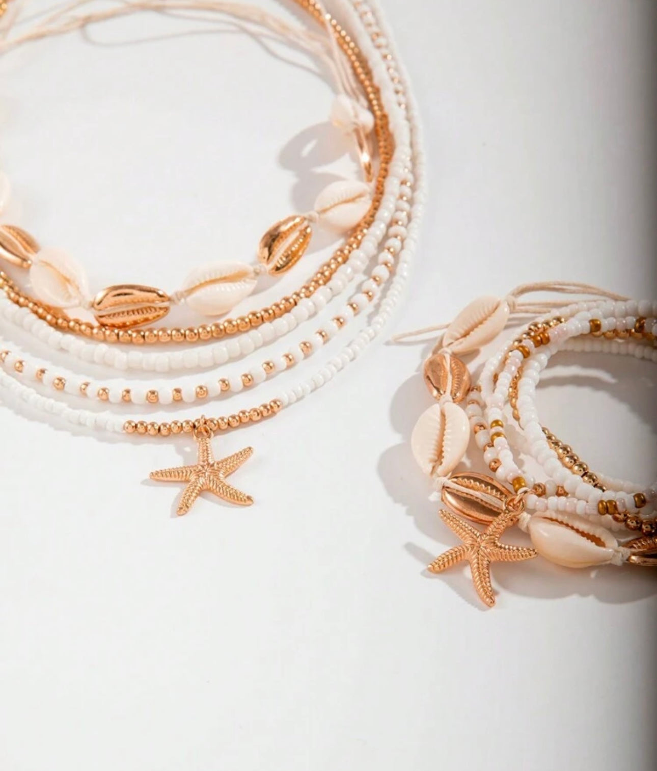 Set blanco de 5 collares y pulseras