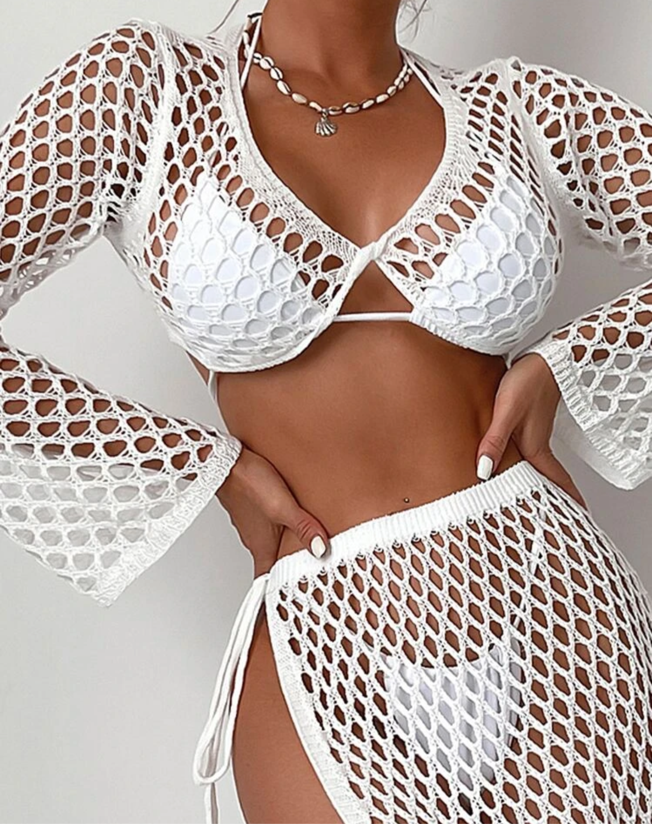 Conjunto de malla top con falda