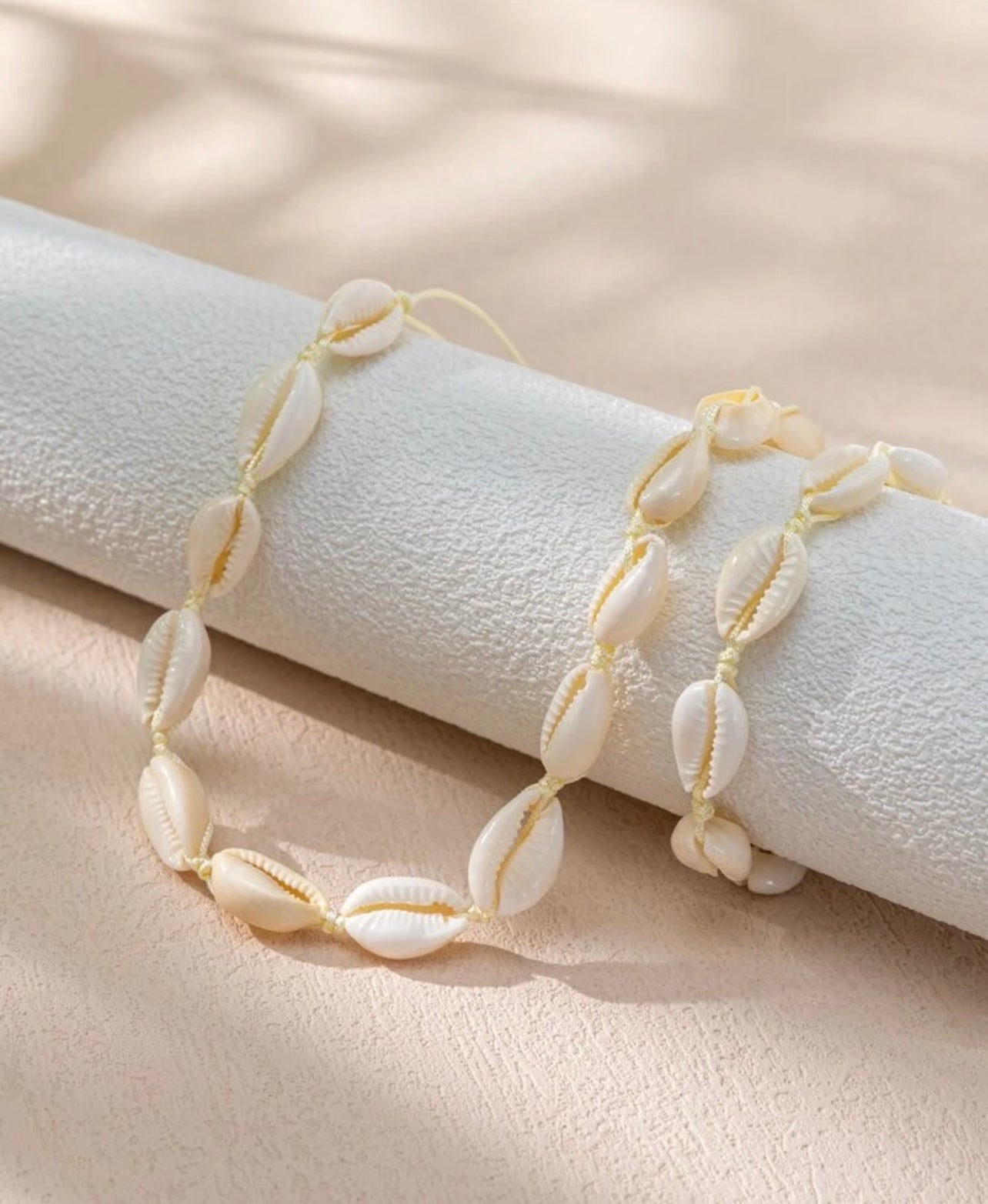 Set de caracolas hilo beige