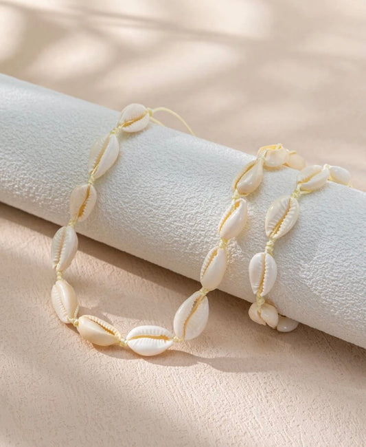 Set de caracolas hilo beige