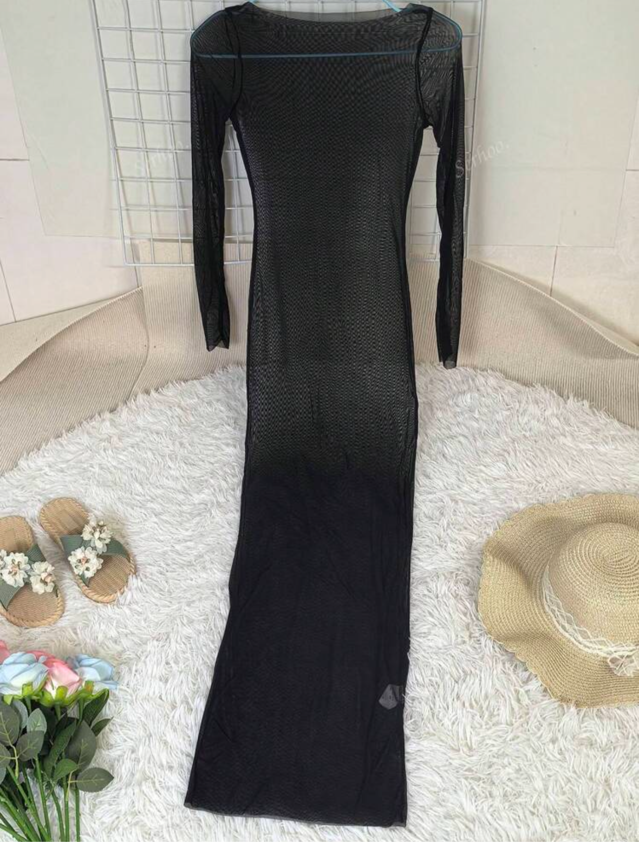 Vestido largo de malla