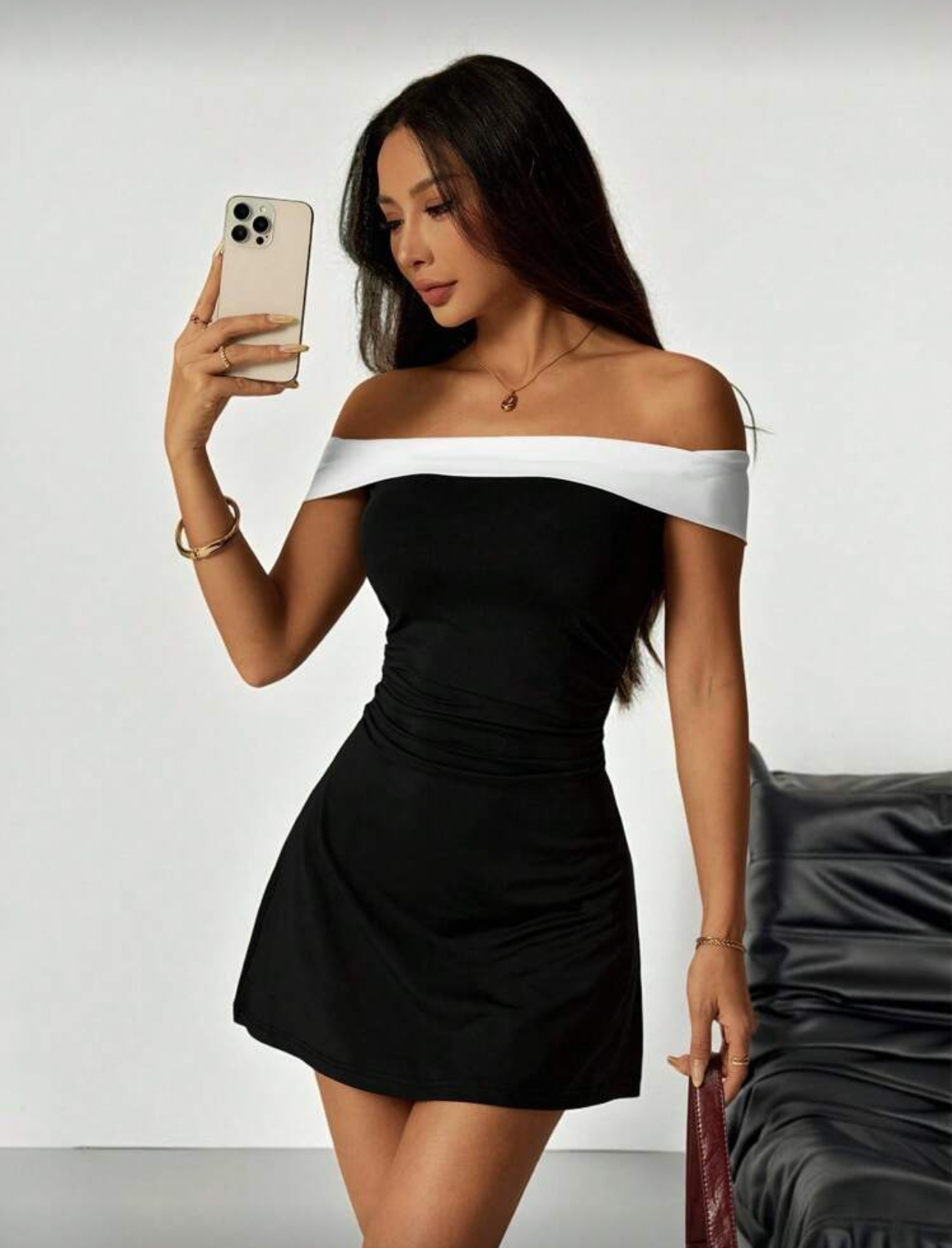 Vestido corto bi color elegante