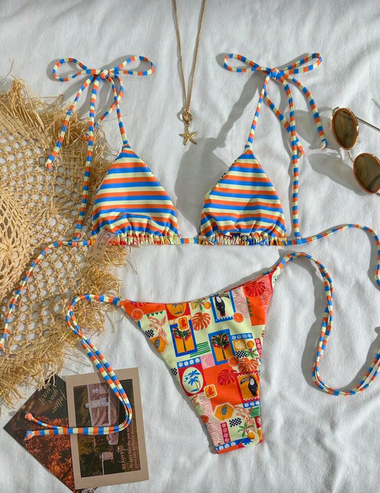 Bikini estampado reversible 2 en 1 ajustable