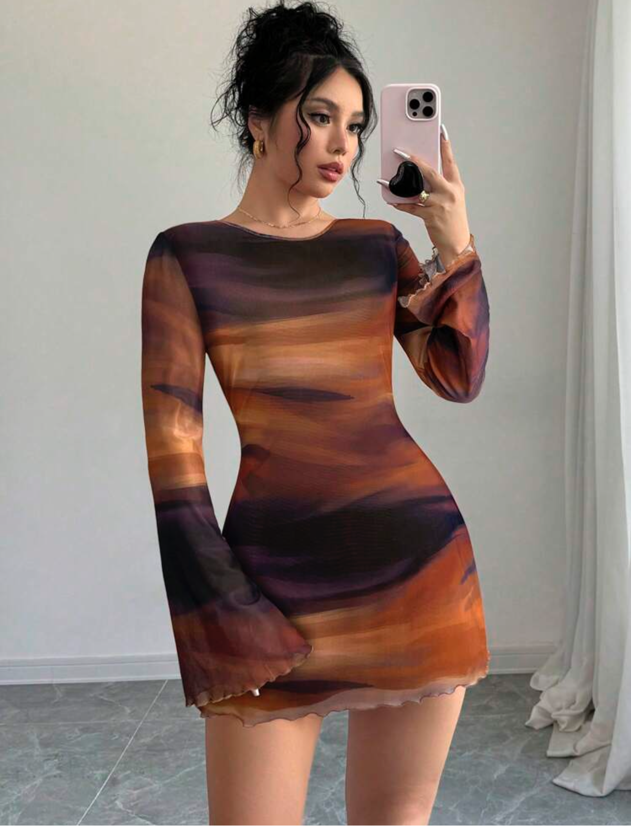 Vestido manga larga colorido