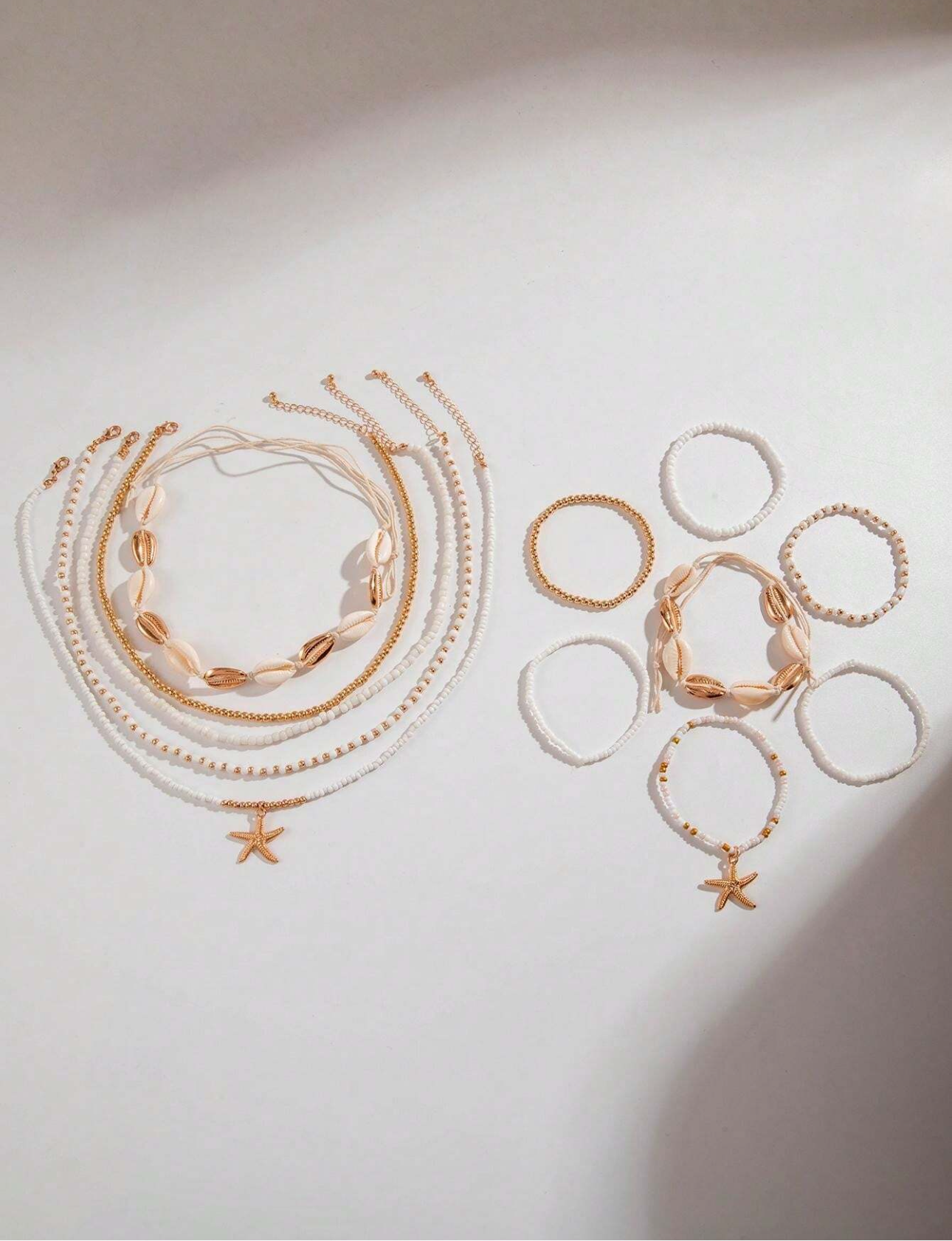 Set blanco de 5 collares y pulseras