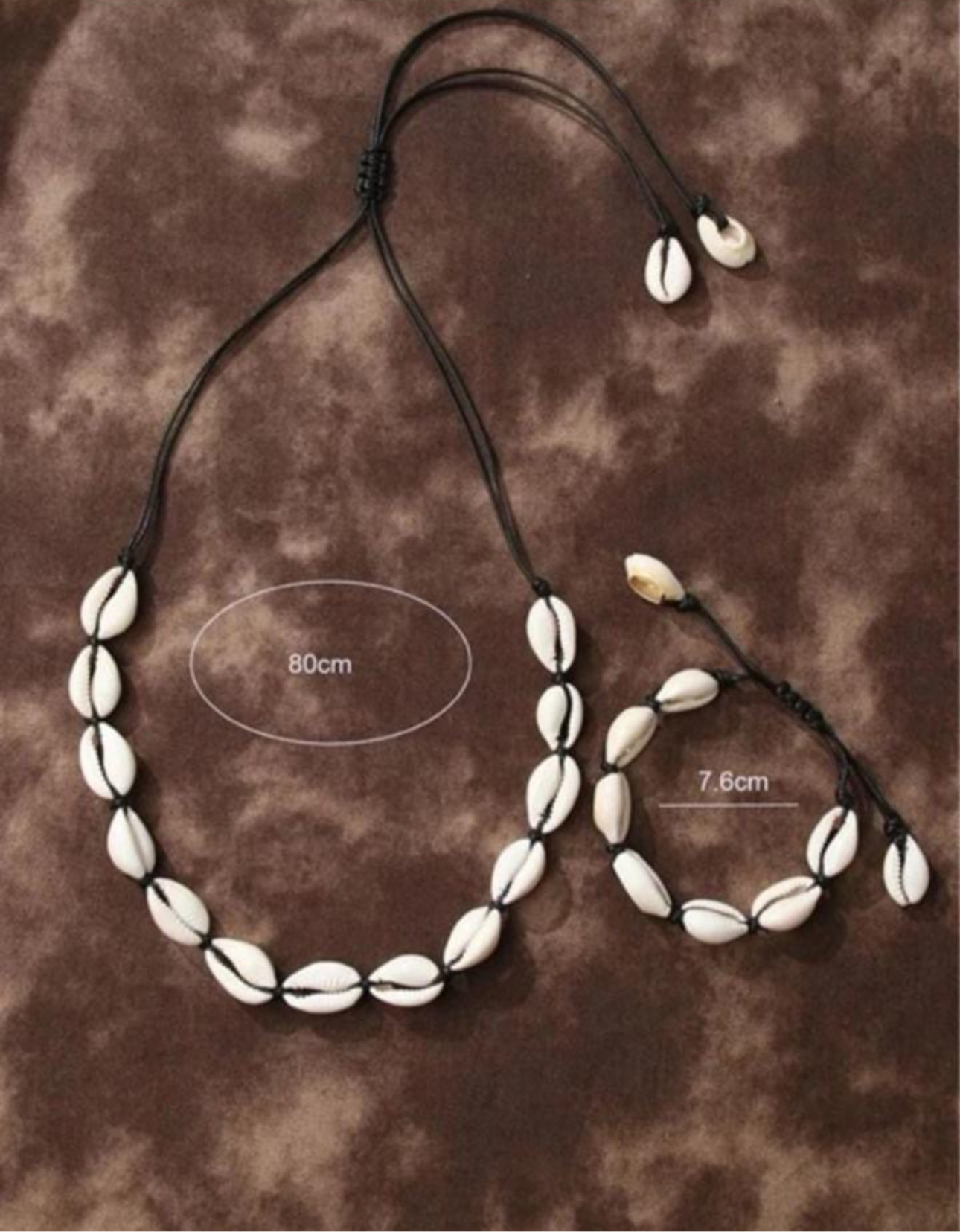 Set collar de caracolas hilo negro