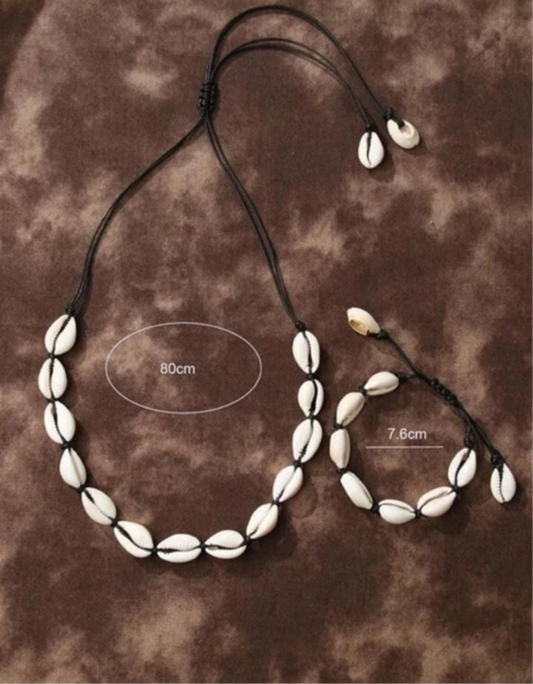Set collar de caracolas hilo negro