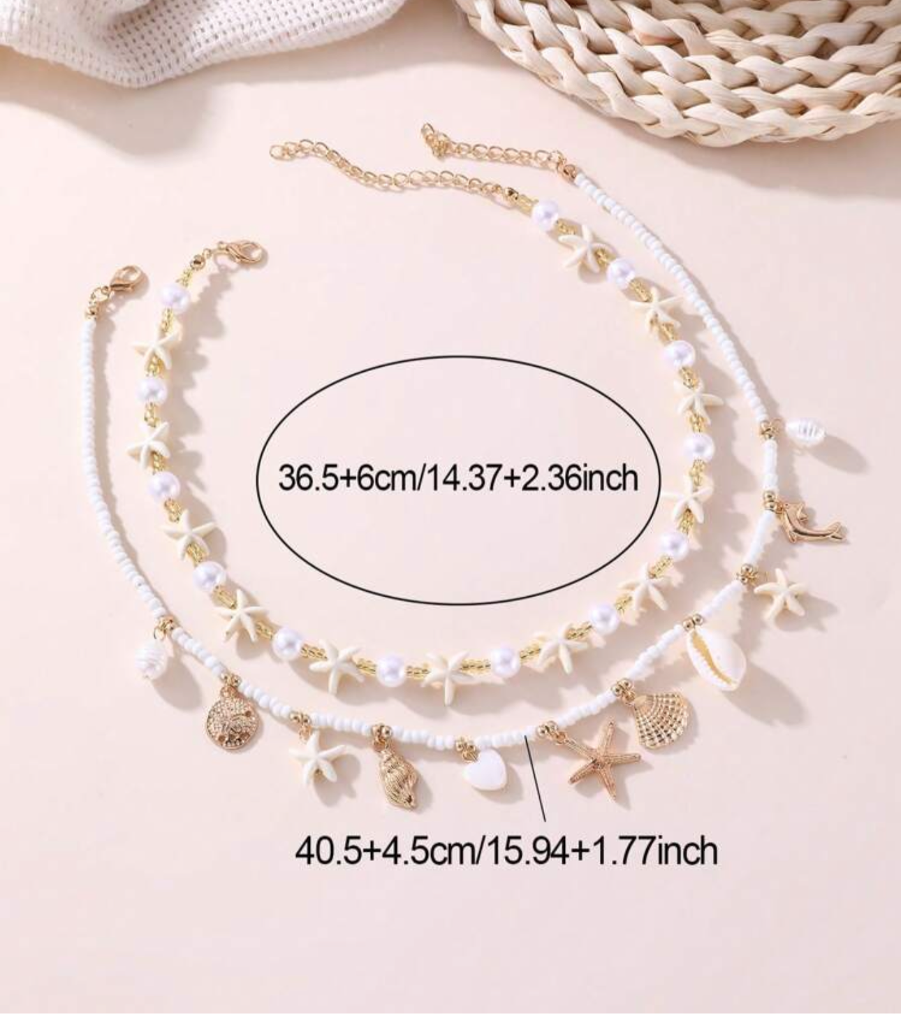 Set de collar playero con caracolas