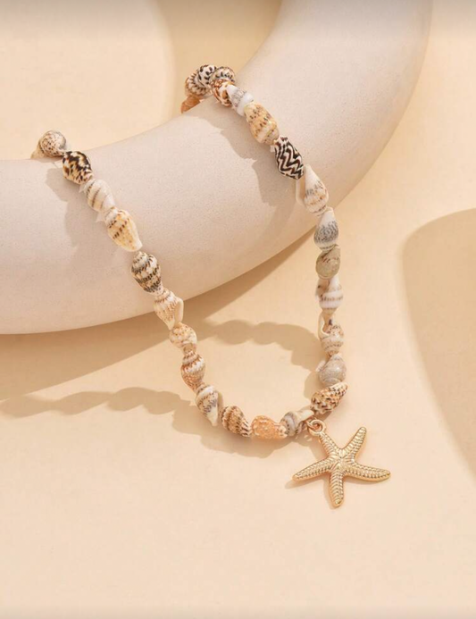 Set de collar con caracolas y flor