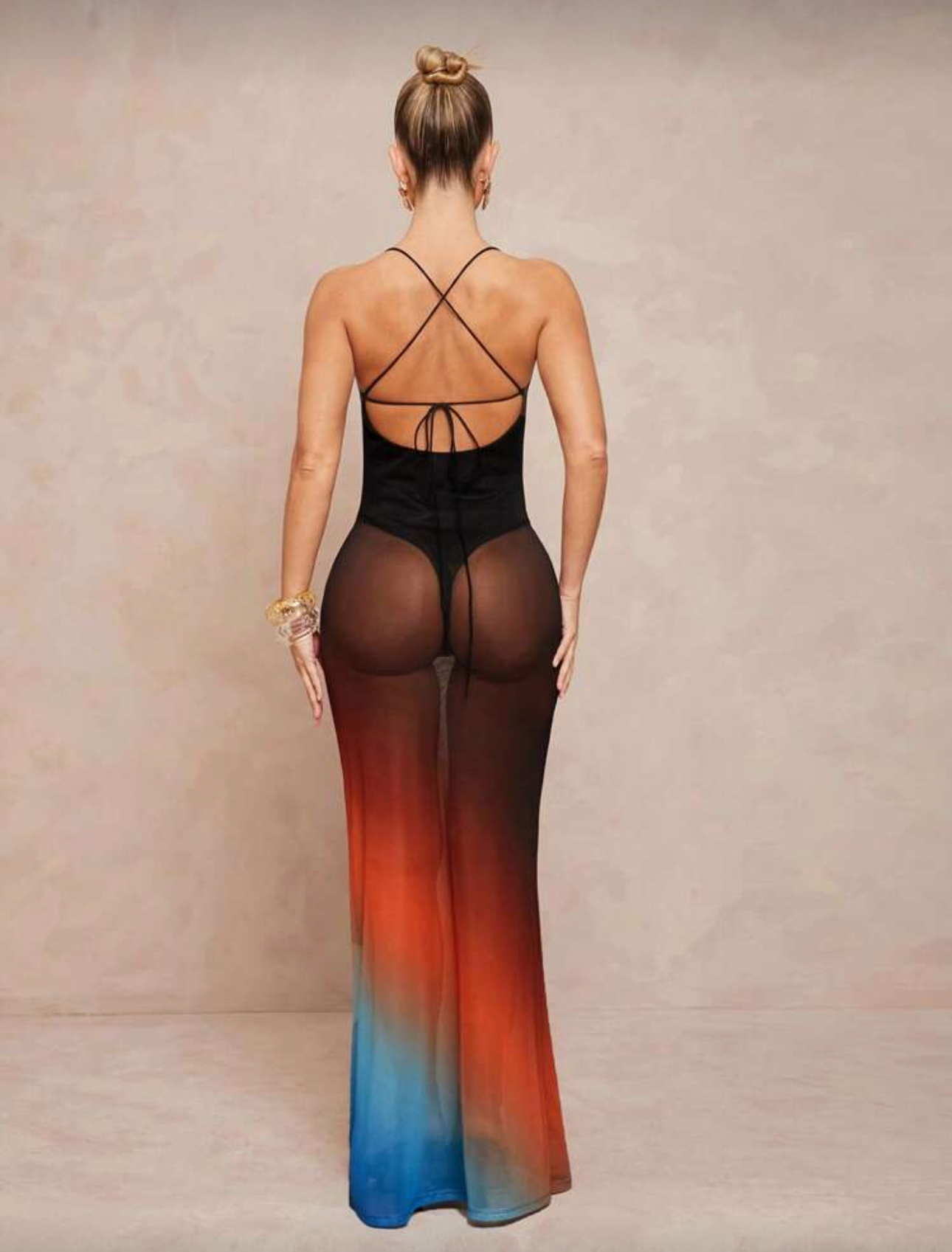 Vestido largo degradado transparente