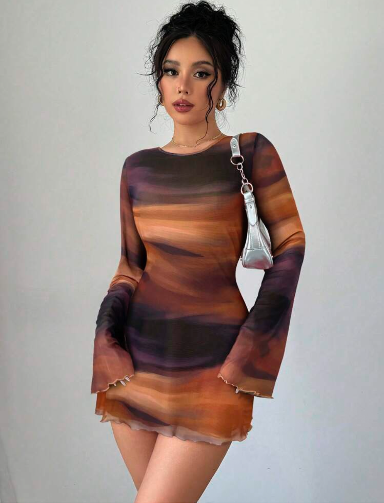 Vestido manga larga colorido