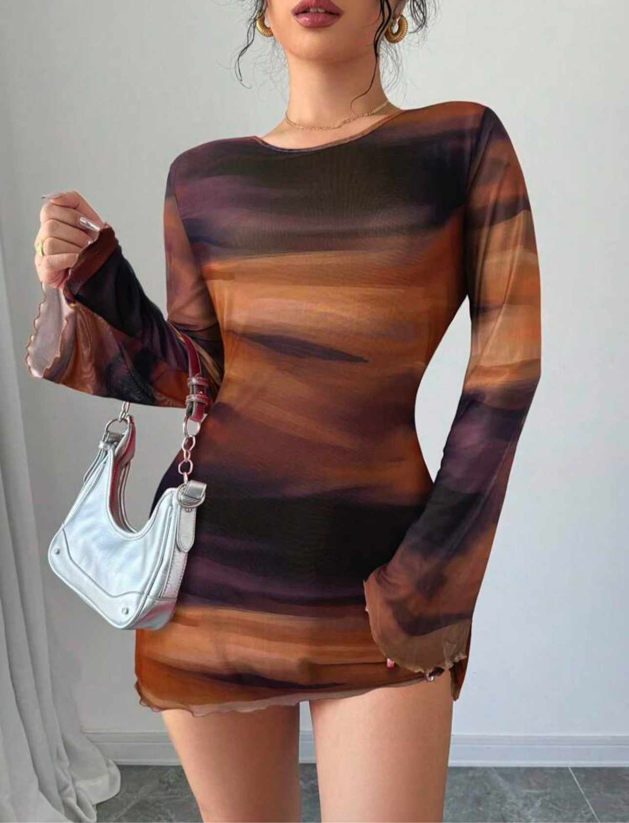 Vestido manga larga colorido