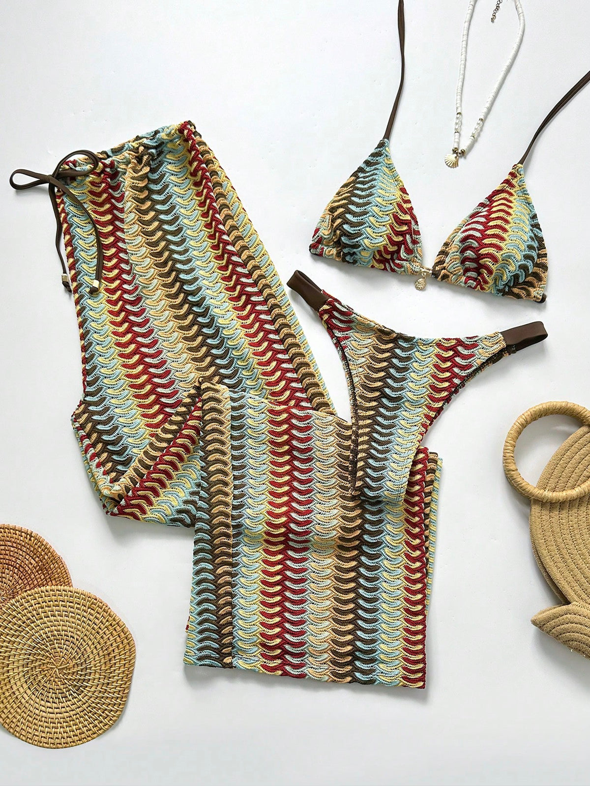 Conjunto bikini con pantalón tejido