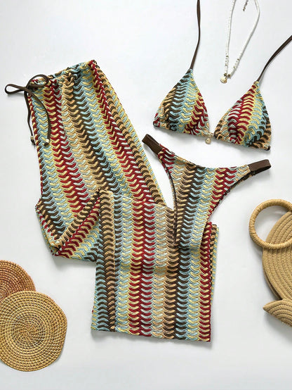 Conjunto bikini con pantalón tejido