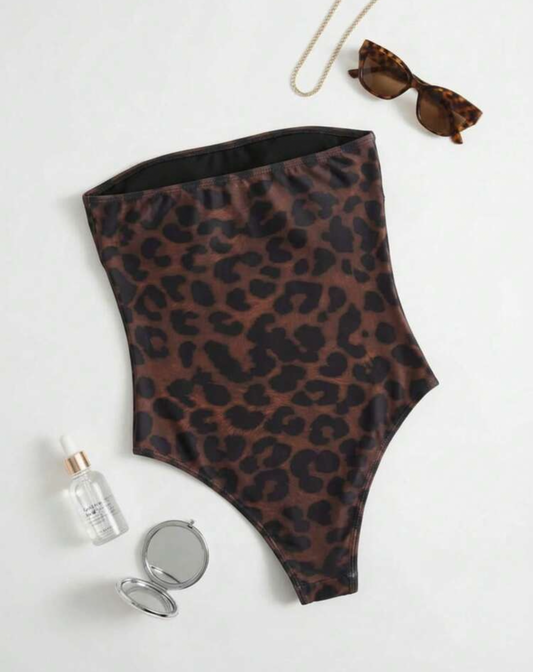 Tdb strapless animal print enterizo