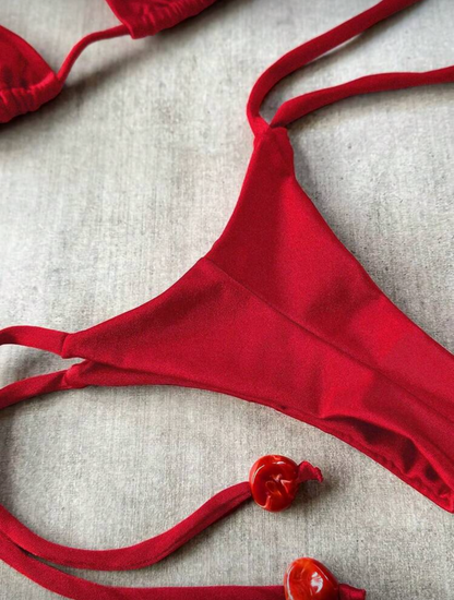 Bikini satén ajustable semi hilo