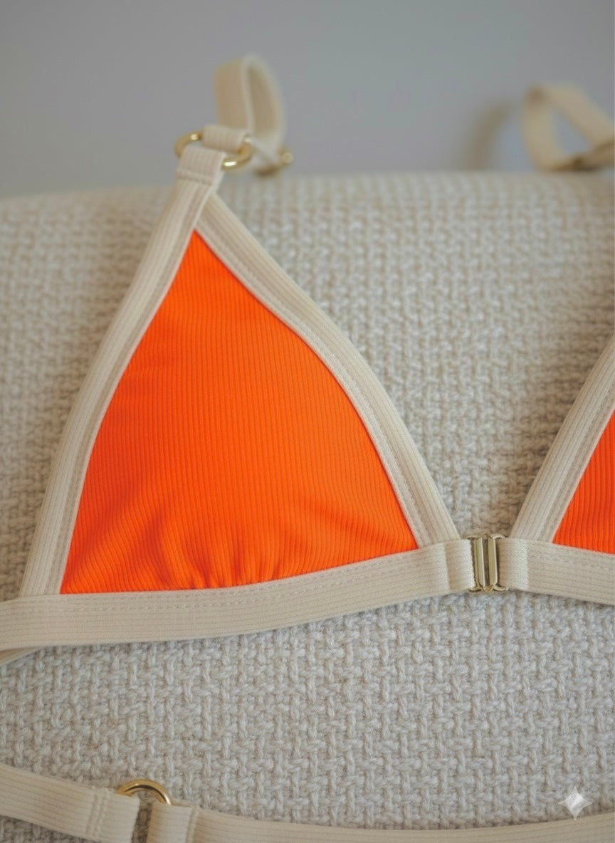 Bikini bi color acanalado