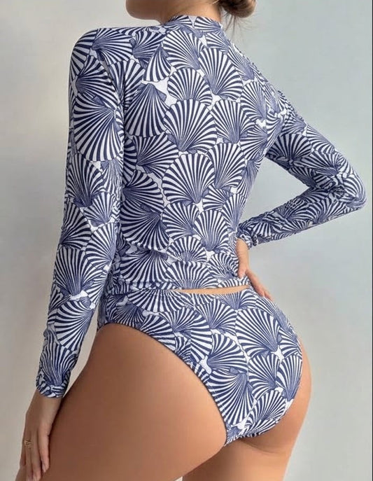Bikini tankini estampado manga larga