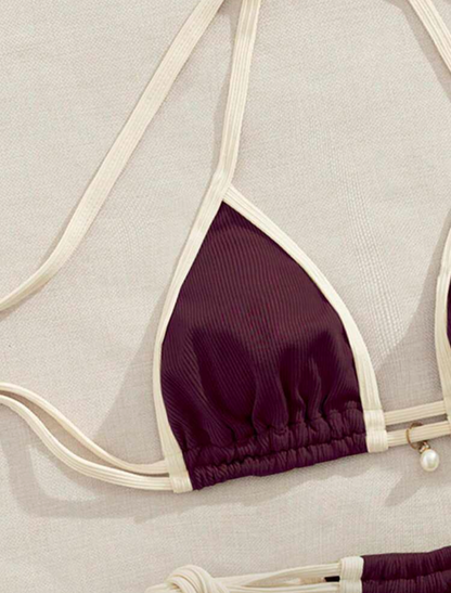 Bikini ajustable bi color acanalado