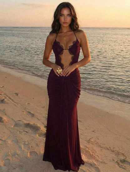 Vestido largo con encaje