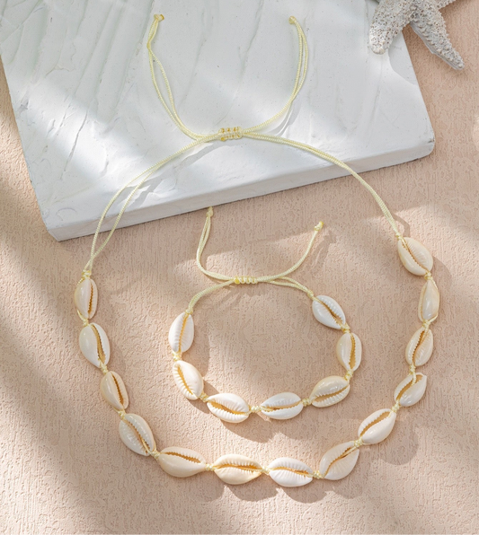 Set de caracolas hilo beige