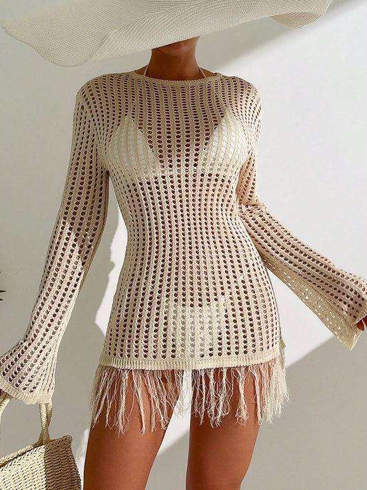 Vestido de malla con tiras
