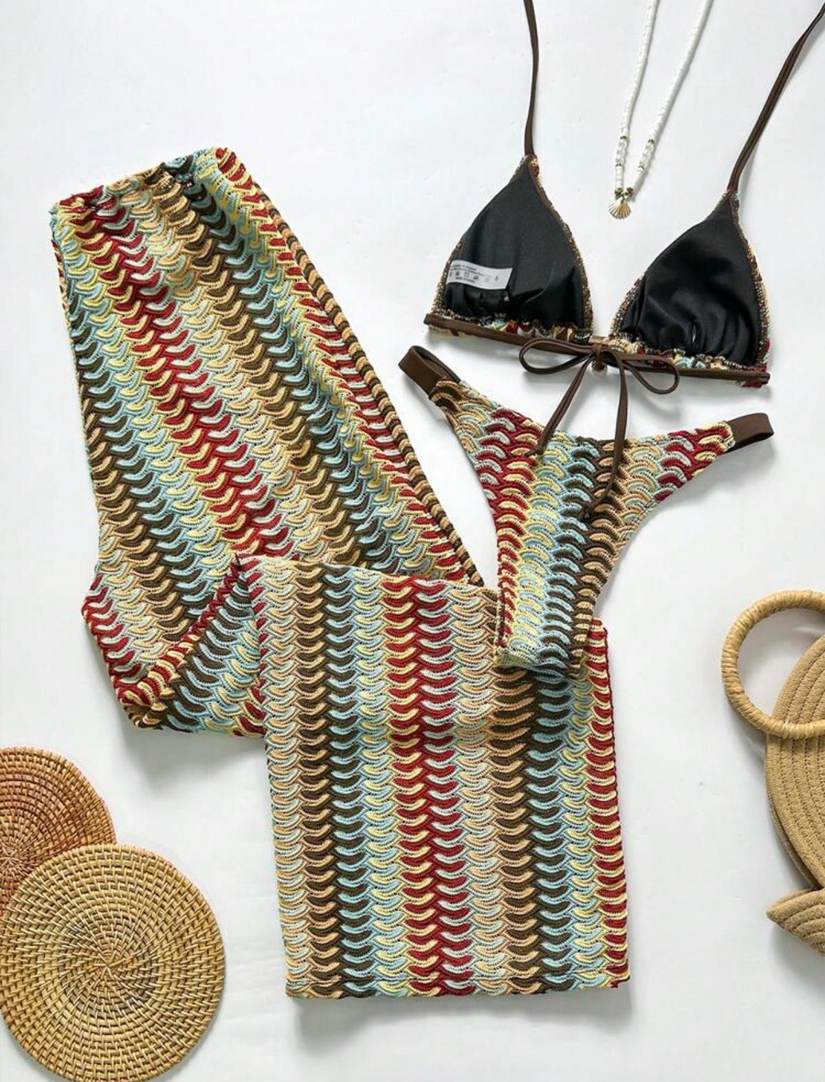 Conjunto bikini con pantalón tejido