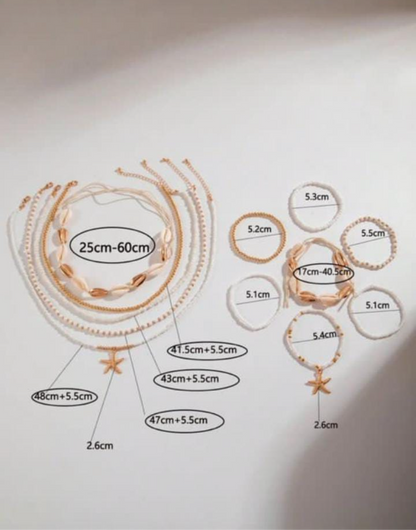 Set blanco de 5 collares y pulseras