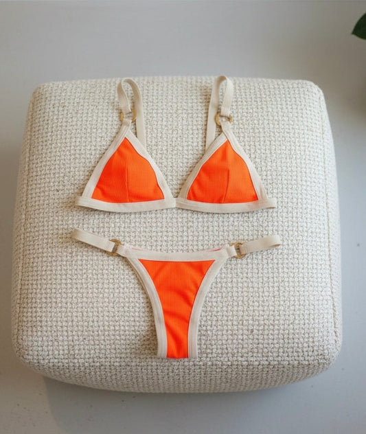 Bikini bi color acanalado
