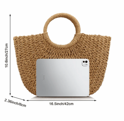 Cartera grande de paja