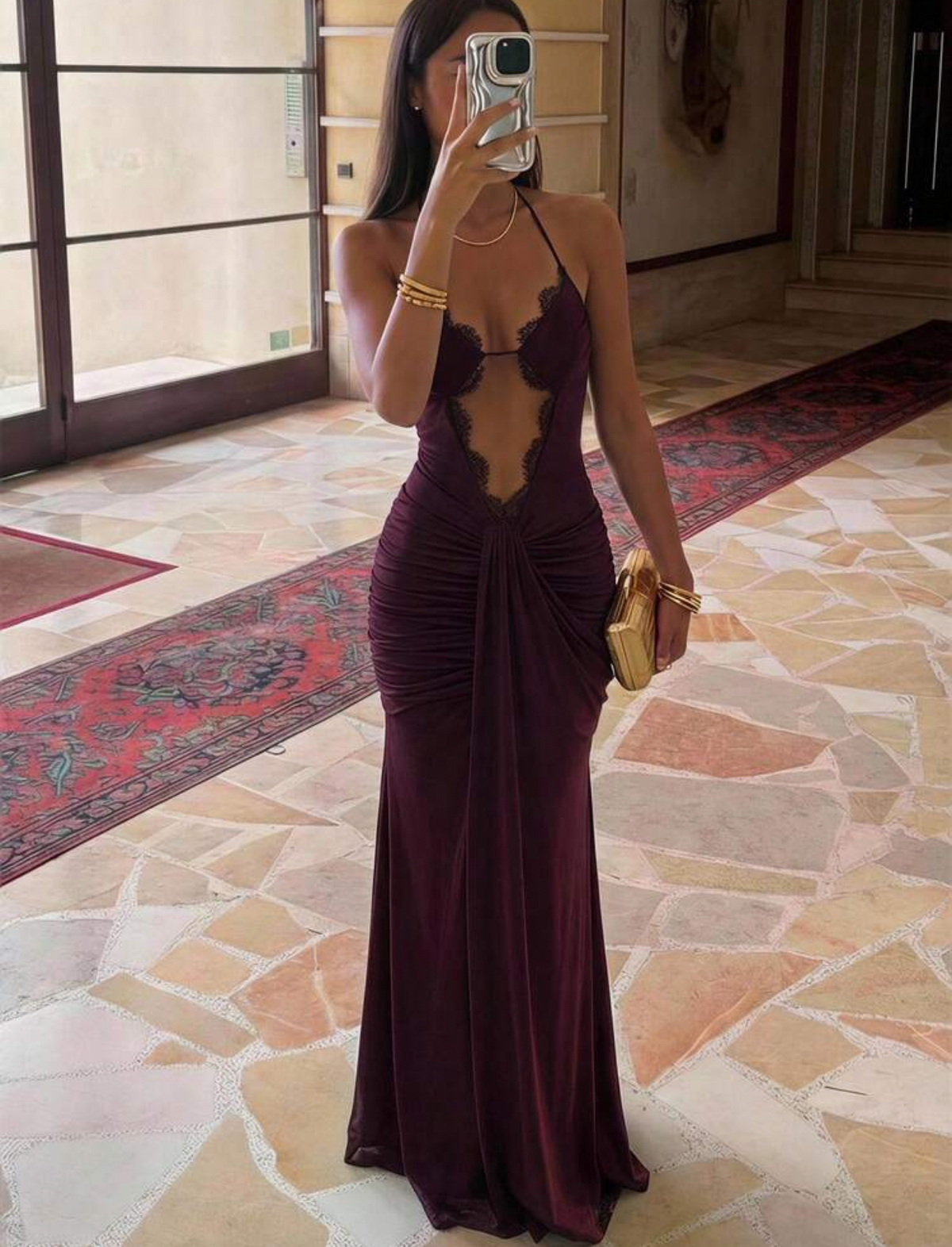 Vestido largo con encaje