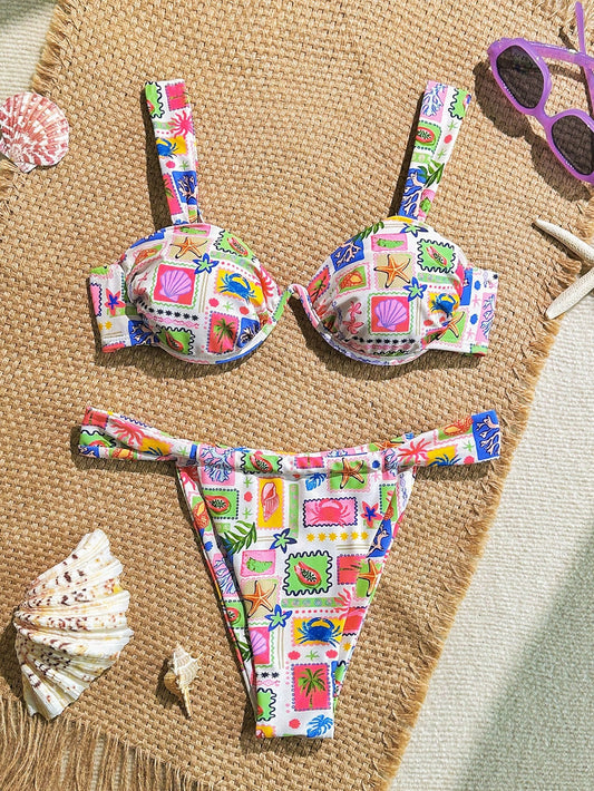 Bikini estampado con aro