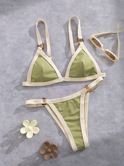 Bikini bi color acanalado