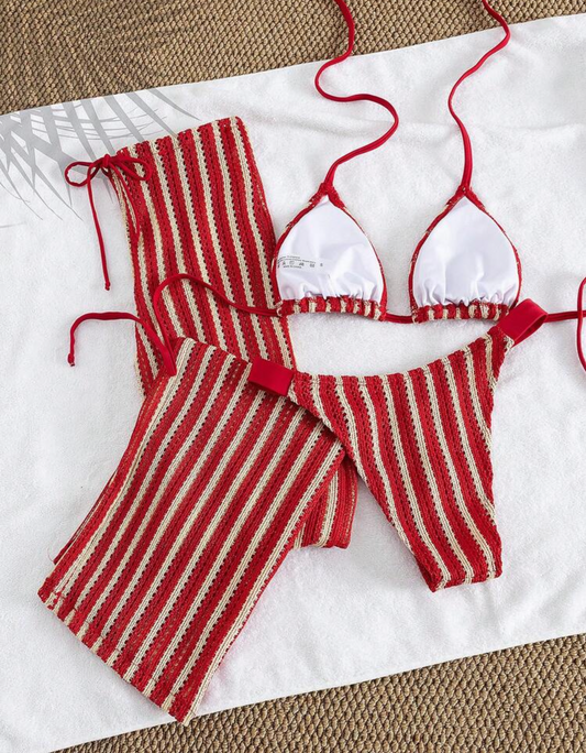 Conjunto bikini con pantalón tejido