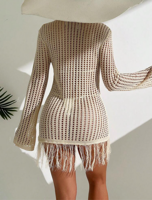 Vestido de malla con tiras