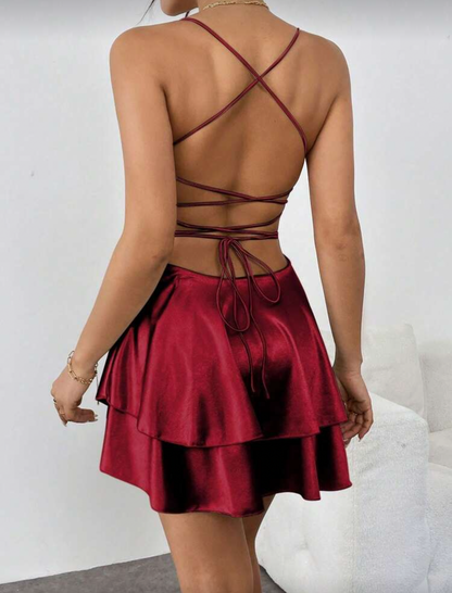 Vestido corto satinado
