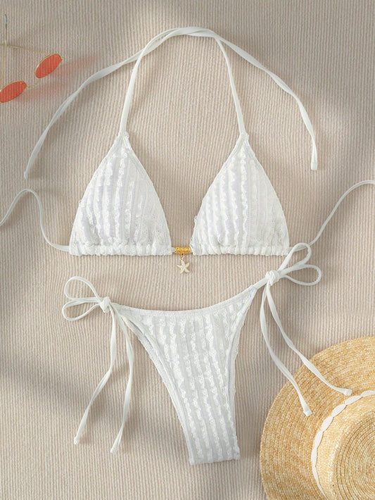 Bikini texturizado con dije de estrella