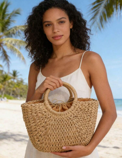 Cartera grande de paja