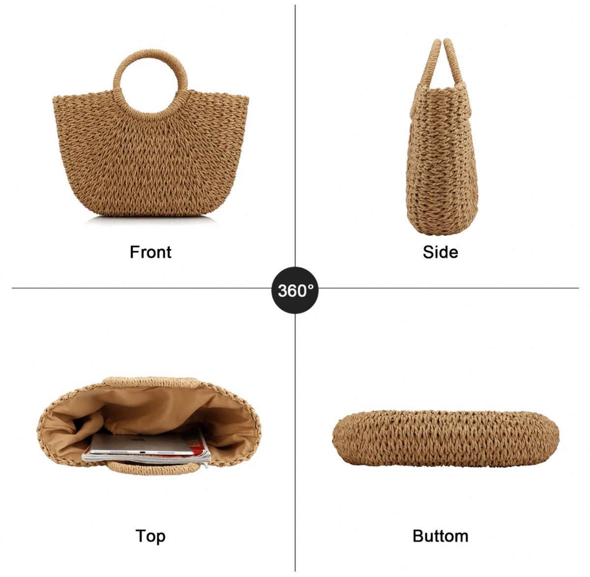 Cartera grande de paja
