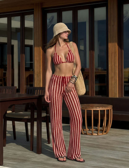 Conjunto bikini con pantalón tejido