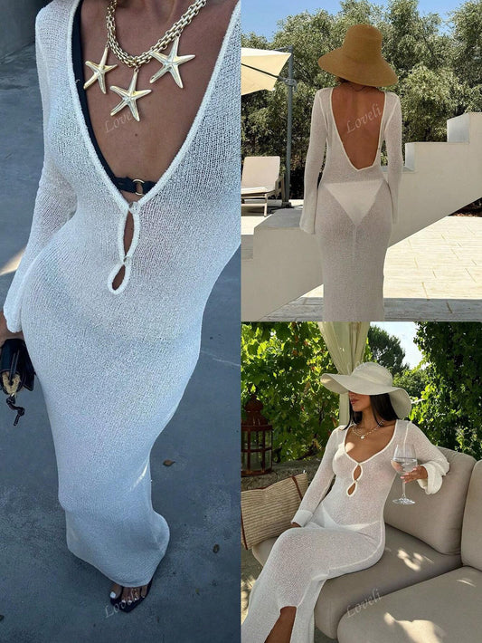 Vestido largo de malla