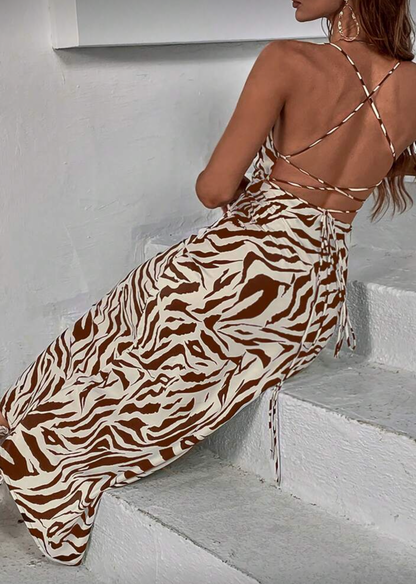 Vestido largo animal print