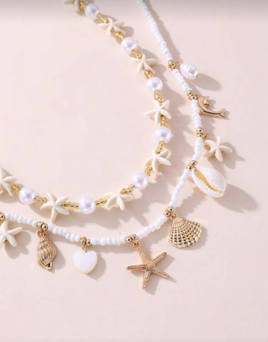 Set de collar playero con caracolas