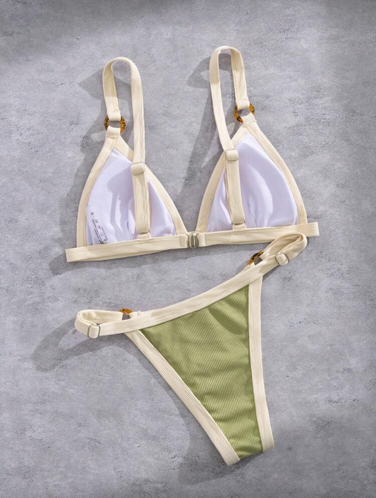 Bikini bi color acanalado