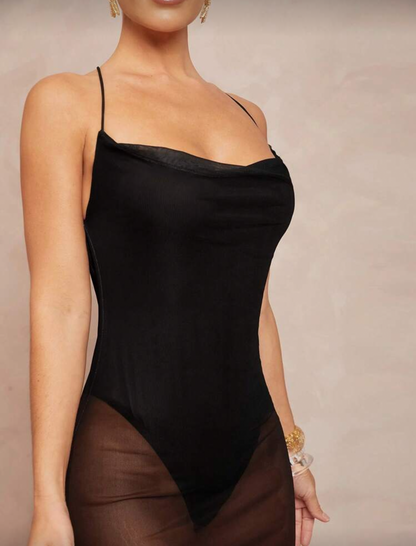 Vestido largo degradado transparente