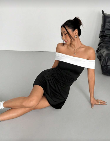 Vestido corto bi color elegante